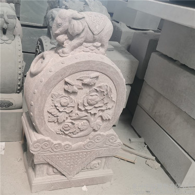 花崗巖抱鼓石 傳統(tǒng)石雕工藝，招財納福的鎮(zhèn)宅擺件